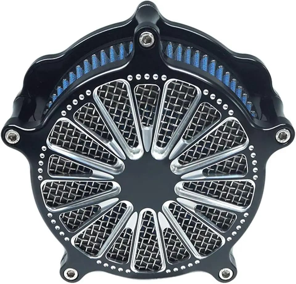 Harley Air Filter Domino Motorcycle Intake Cnc Cut Cleaner Venturi Kit Chrome for Sportster XL 883 XL 1200 2007-2018 Fitment - A (Blue)