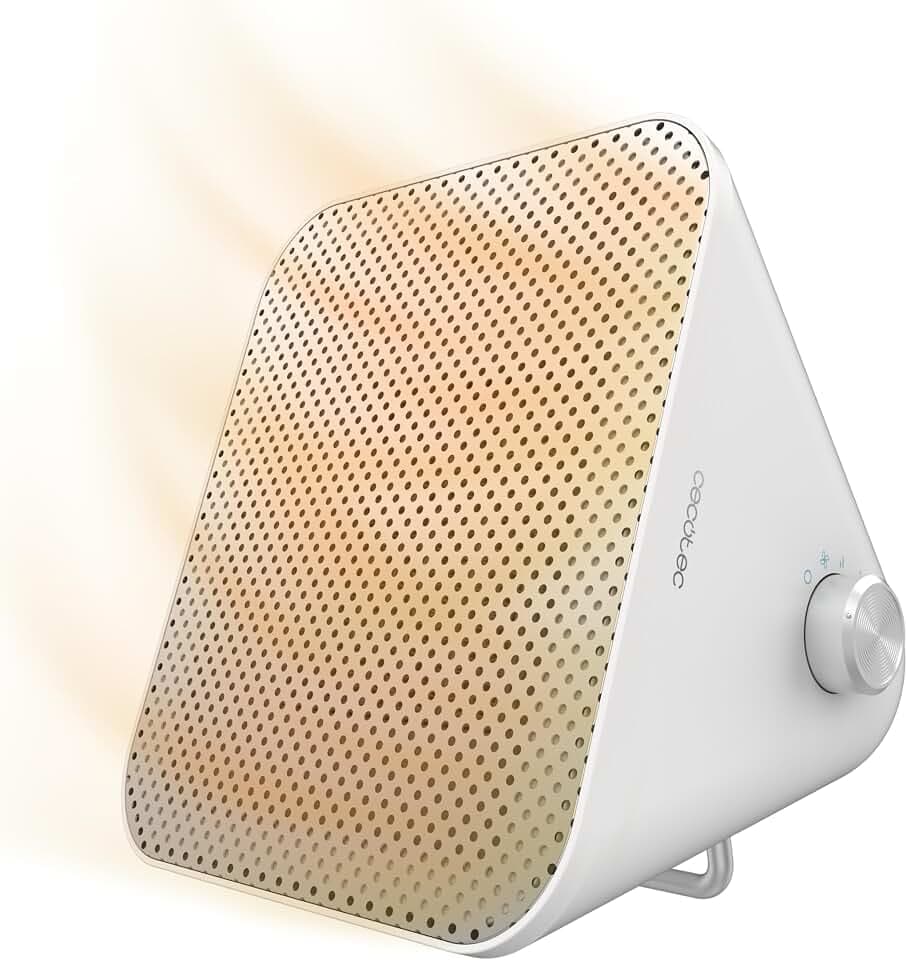Cecotec Keramik-Tischheizgerät ReadyWarm 1500 Max Ceramic Design White, 1500W, Einstellbarer Thermostat, 3 Modi, 15m² Abdeckung, Elegantes Design, Geräuschlos, Dreifaches Sicherheitssystem