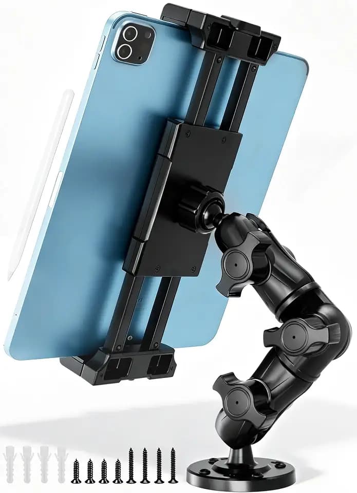 OHLPRO Heavy Duty Tablet Halterung LKW Dashboard - Bohrfuß Halter für iPad & Tablets (5-17 Zoll), Permanente Schraubmontage für Semi-Truck, Transporter & Flotten, 360° Verstellbarer Arm