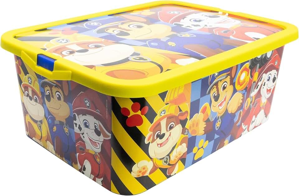 STOR Aufbewahrungsbox für Kinder Paw Patrol mit Klickverschluss 13 Liter - Spielzeugorganizer aus Kunststoff für Kinderzimmer