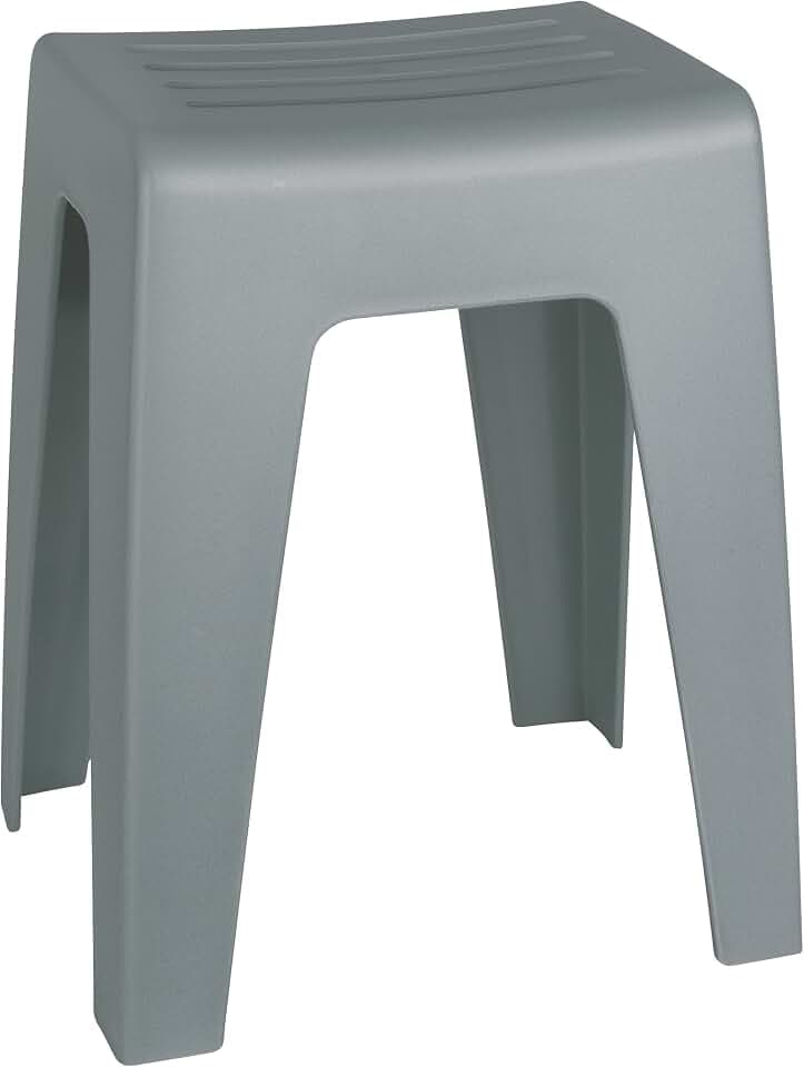 WENKO Badhocker Mod. Kumba, Hocker in modernem Design aus Kunststoff in Schwerer Qualität, Sitzhocker belastbar bis 120 kg, (B x H x T) 38 x 47 x 32 cm, Grau