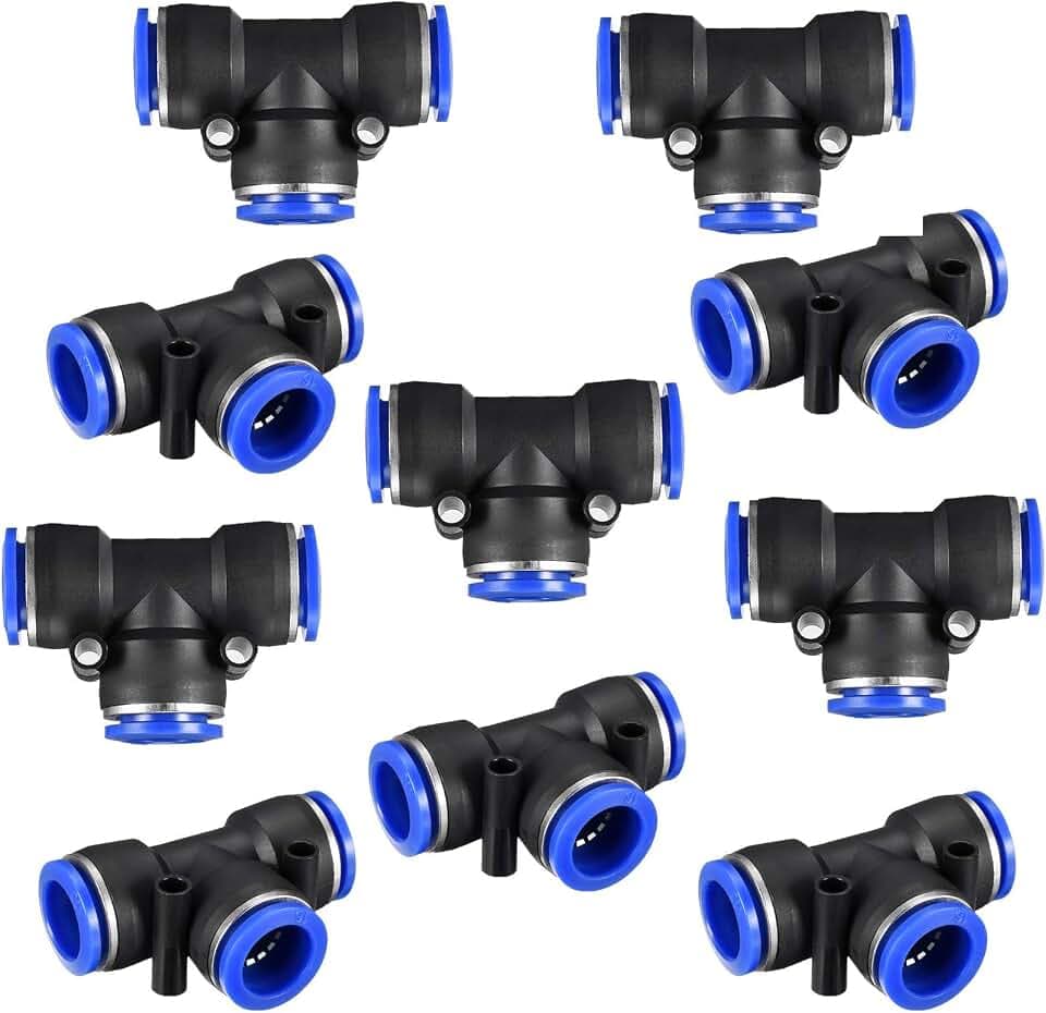 16mm Push Fitting, 5/8" OD Plastic to Connect Quick Fitting Tee Shaped, Air Line Lock Pneumatic Connector (10Pcs)