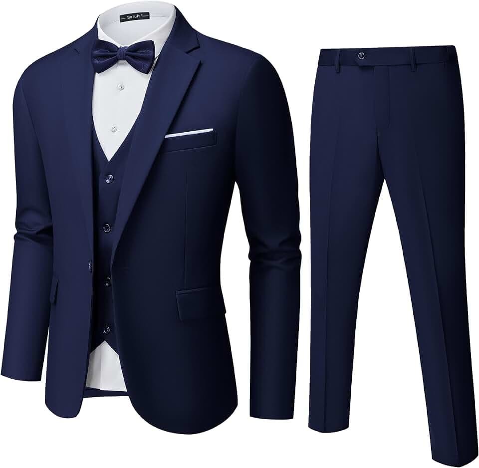Mens 3 Piece Suits One Button Slim Fit Tuxedo Suit Set