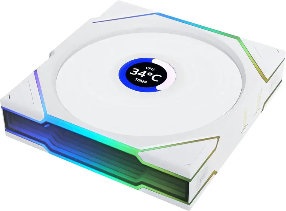 Lian Li UNI TL Wireless LCD PC Fan 120mm RGB - Gaming Computer Fan White | PWM Fan - 26 ARGB LEDs - Up to 1900 RPM - Plug-in System - High Airflow - Vibration Weak