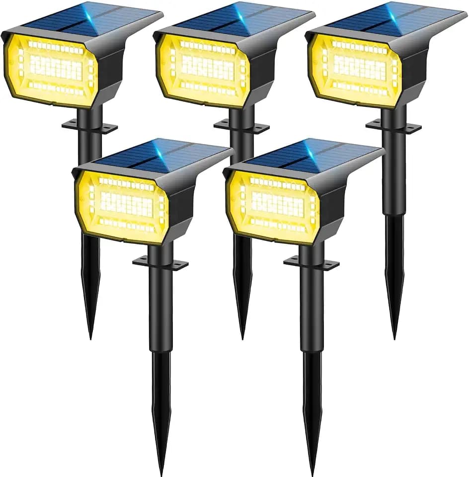 LOTMOS Solarstrahler für Außen [5 Stück/72LED], 3 Modi IP67 Wasserdicht Solar Gartenleuchten, 3000K Kann der Wand Montiert Werden Garten Solarleuchten für Terrassen, Zäune, Wege, Einfahrten, Veranden