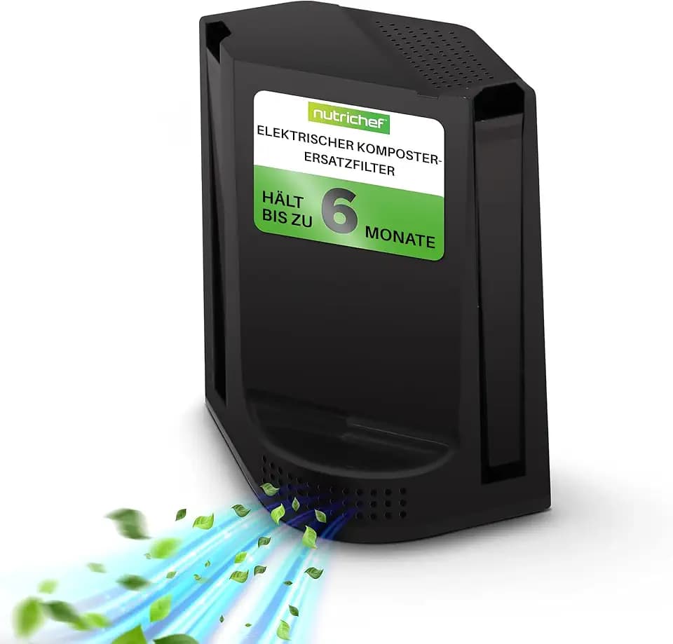 Nutrichef Ersatzfilter- für Elektrischer Komposter, Filter- Biomülleimer, Küchenkompostfilter, Optimaler Austausch alle 3-6 Monate, Einfache Installation, Nachfüllpackungen mit Aktivkohle