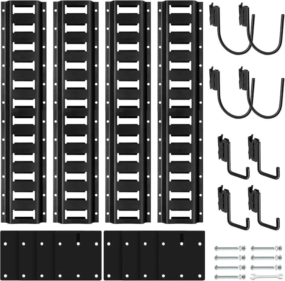 Trailer E-Track Tie-Down Rail System Kit Black, Including 2FT E Track Rail, Etrack Plate, Etrack Hook Accessories for Enclosed Trailer Truck Bed