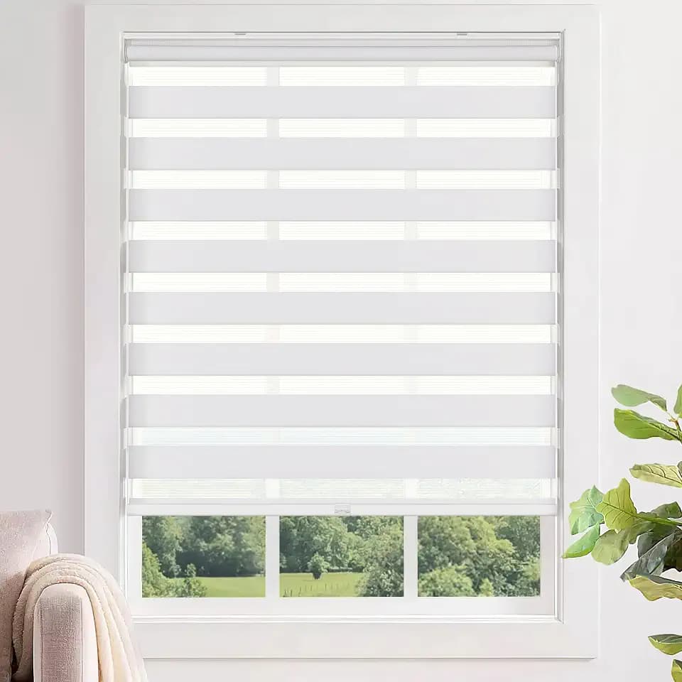 LazBlinds No Tools No Drill Cordless Zebra Blinds 24x72, White
