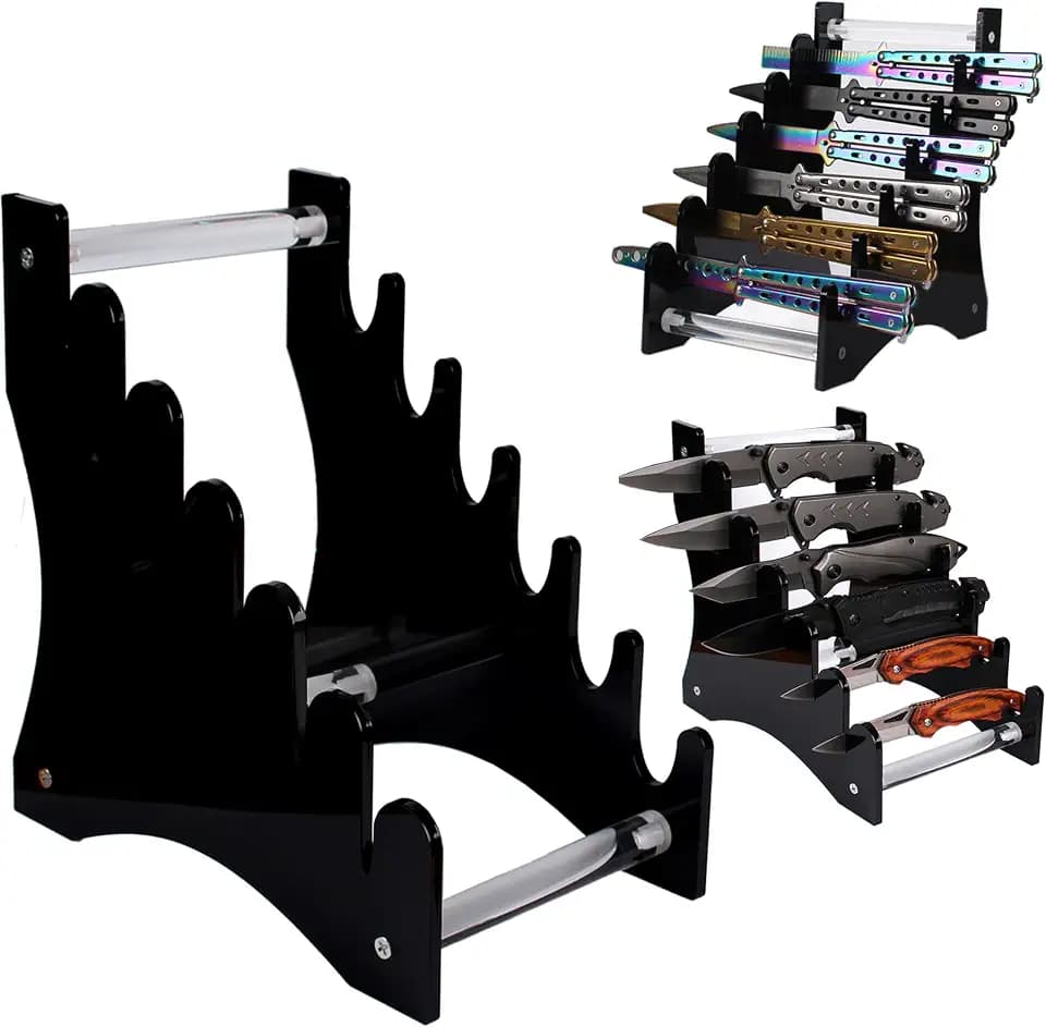 WANLIAN Messerhalter, Messerständer, Messervitrine, Sammelmesserständer, Messersammelständer, Taschenmesser und Taschenmesserdisplay für Cottage Home Decoration (schwarz)