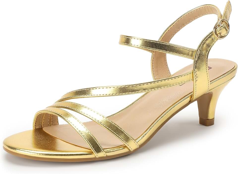 IDIFU Women's Dressy Strappy 2 Inch Low Kitten Heels Open Toe Heel Sandals