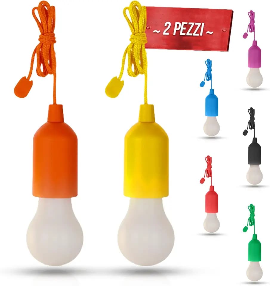 tempo di saldi 2 x LED-Leuchtmittel, tragbar, bunt, ohne Strom, für Haus, Camping, Garten