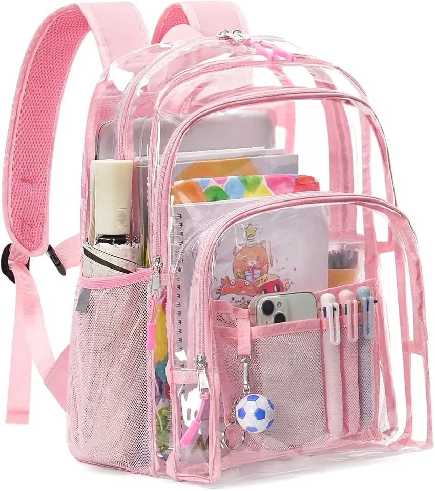 Double-Layer Clear Backpacks 17 Inch Large Clear School Book Bag