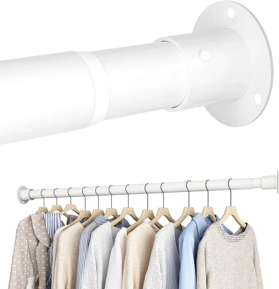 Kleiderstange Schrank, Kleiderstange Ausziehbar, Kleiderstangen für Schrank, Kleiderschrank, Waschküchen, 68-90cm Weiß(Durchmesser 32mm)