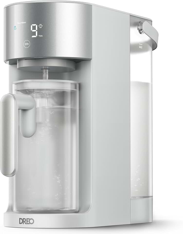 DREO Reverse Osmosis Water Filter Countertop, RO Filtration System, 3:1 Pure to Drain, TDS & Filter Life & Autofill Pitcher, Installation-Free, Self-Cleaning Water Purifier, RO Water Filter