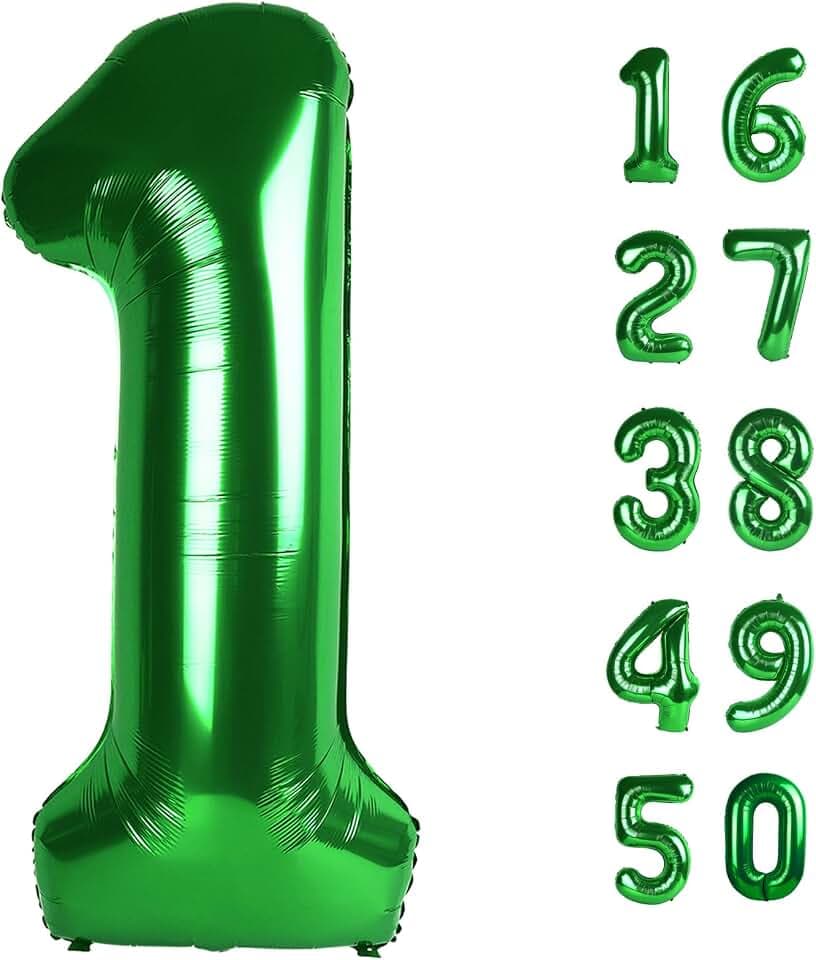 40 Inch Green Number 1 Balloons Foil Digital Helium Number Balloons