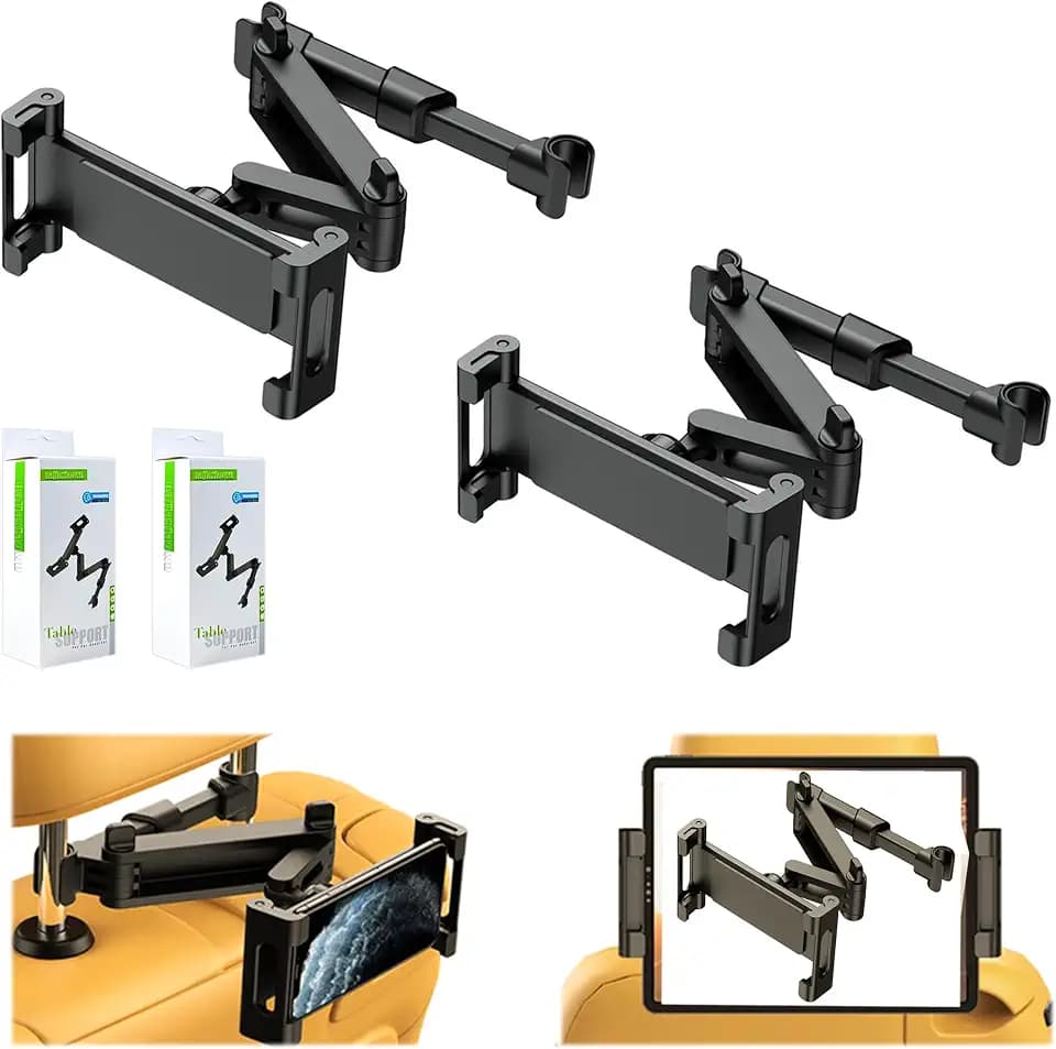 2026 Car Headrest Tablet Holder 2 Pack, (3 in 1 Extension Arm)