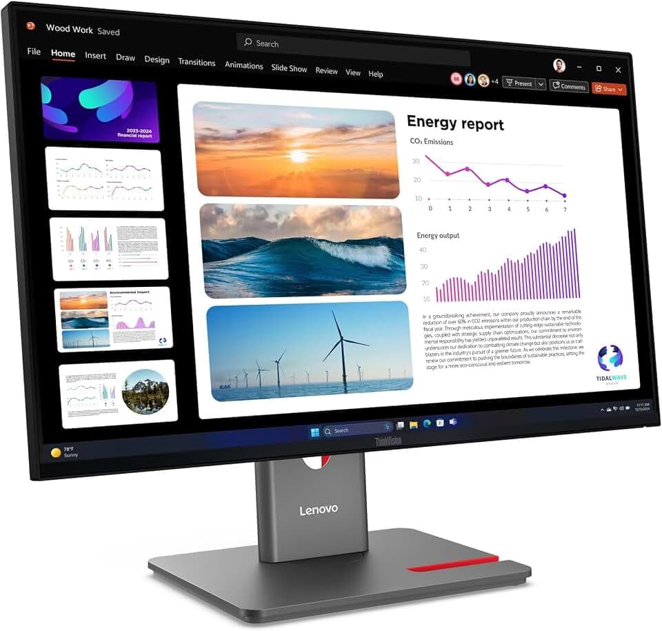 Lenovo ThinkVision P24Q-40 - LED-Monitor - 61 cm (24") (23.8" sichtbar) - 2560 x 1440 QHD @ 120 Hz - IPS - 300 cd/m² - 1500:1 - HDR10-4 ms - HDMI, DisplayPort - Raven Black