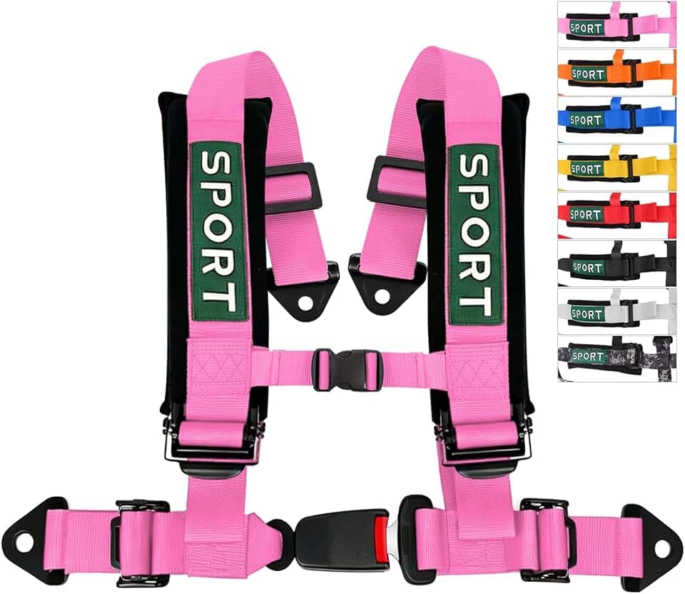 BESTZHEYU 1 PC 4 Point Racing Harness Pink with 2 Inch