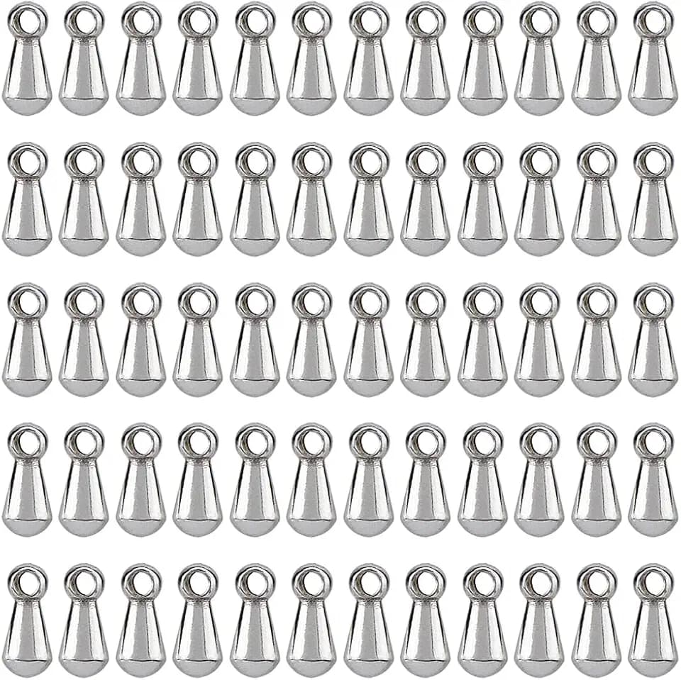 DICOSMETIC 100Pcs Extender Chain Drop Stainless Steel Tear Drop End Charms 5.5x2mm Small Teardrop Charms Bracelet Teardrop Charm for DIY Necklace Bracelet Jewelry Making, Hole: 0.9mm