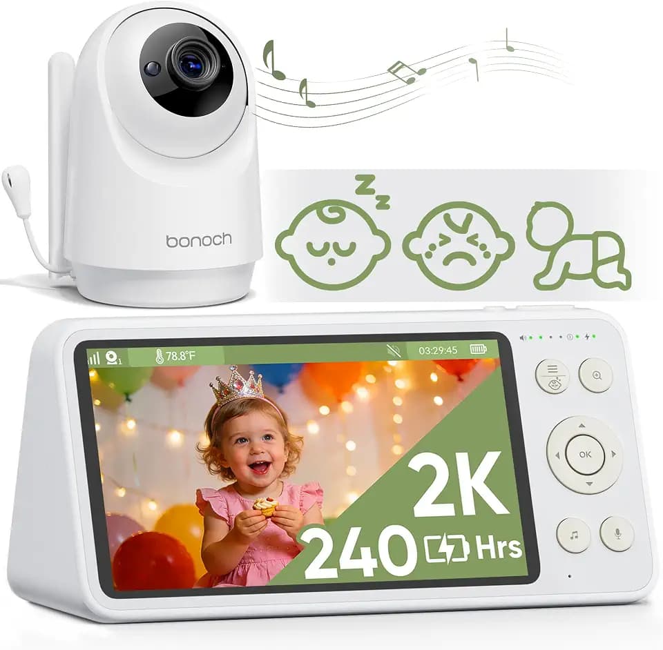 bonoch 2K 5.5" Baby Monitor No WiFi, Video Monitor with Camera and Audio