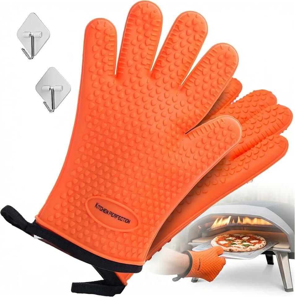 Kitchen perfection Silicone Pizza Oven Gloves - Heat Resistant Oven Mitts