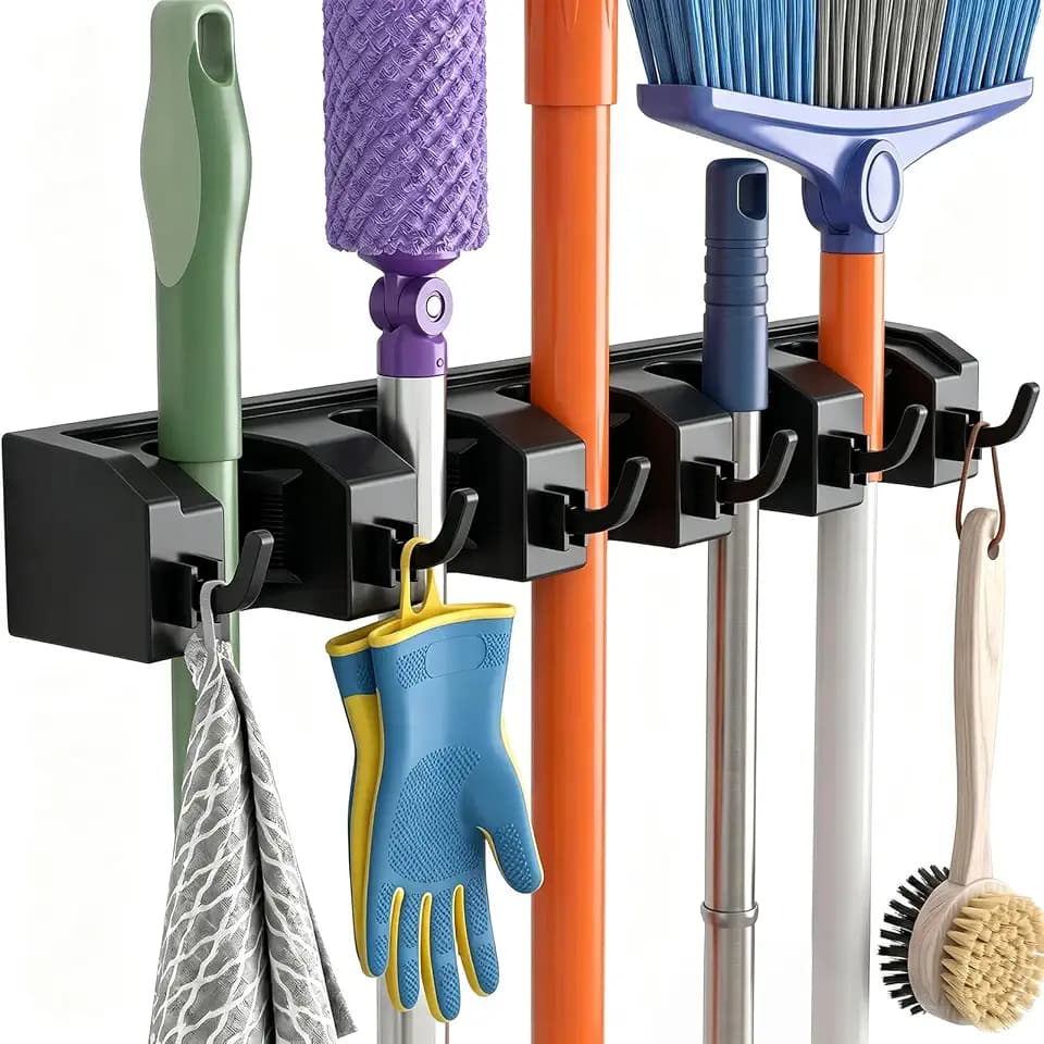 AceMining Besenhalterung Wand, 5 Halter + 6 Haken Besenhalter Robuste
