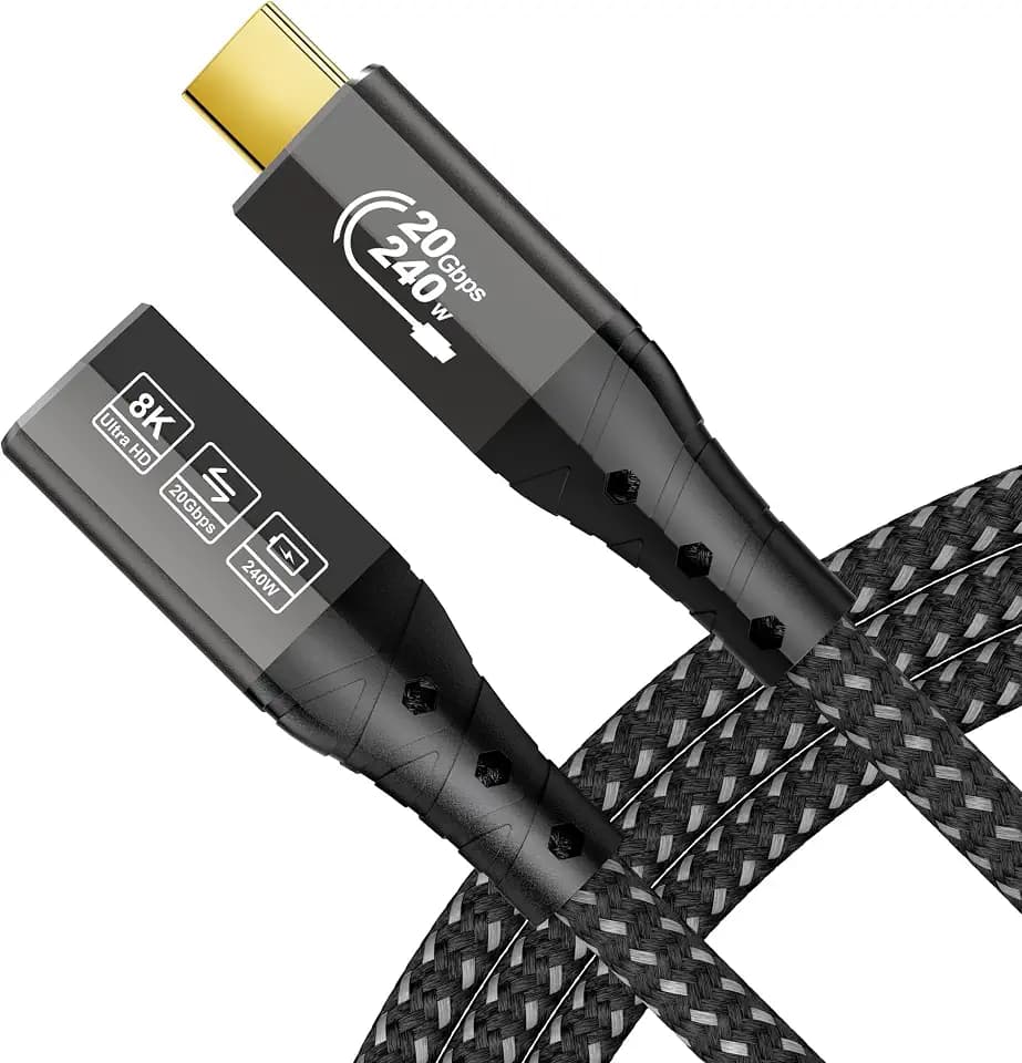 ZIKNYDO 4K USB C Extension Cable 10FT (USB 3.2 20Gbps Type C Extension, PD 3.1 240W 48V/5A) Video 8K@30Hz, 4K@144Hz/ 60Hz USBC Extender Cord for Thunderbolt 4, PSVR2, iPad, MacBook, Dell XPS, Switch