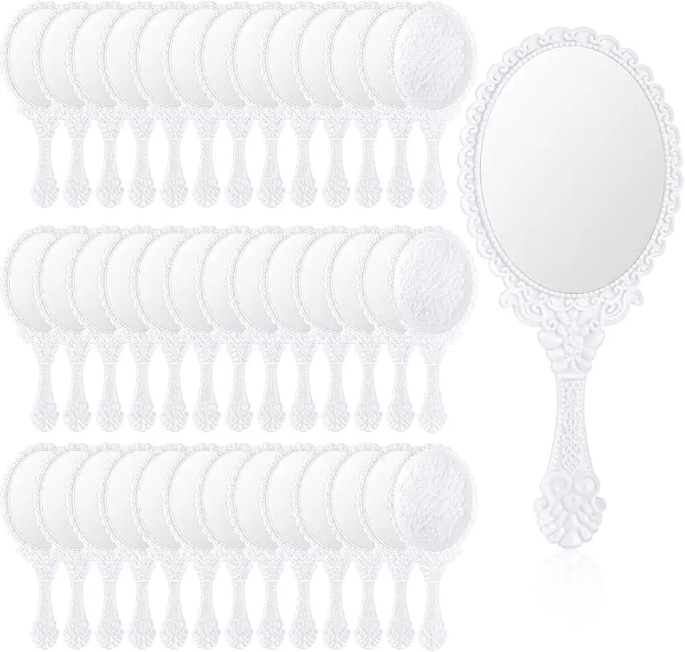 Namalu 40 Pcs Vintage Handheld Mirrors, White