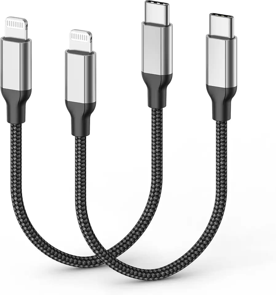 2Pack MFi Certified 1ft USB-C to Lightning Cable for iPhone 14/13/12, iPad