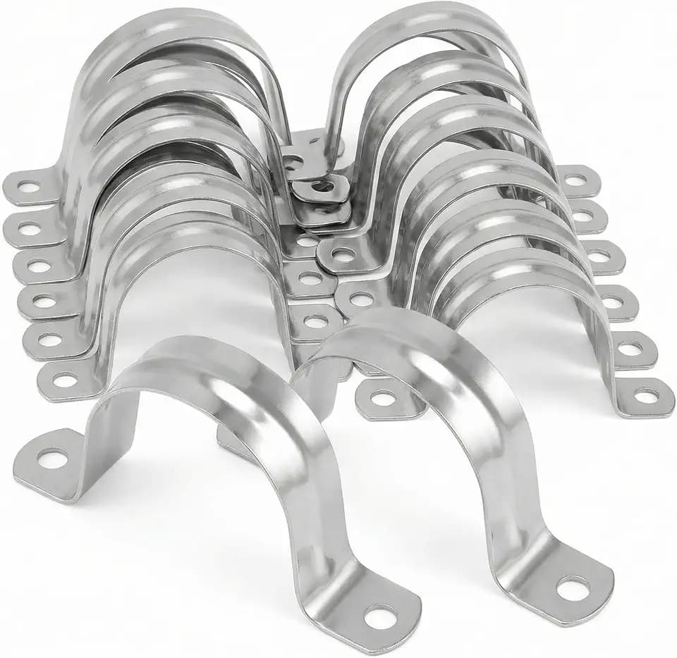 QWORK® 20 Stück 50mm U-Rohrschelle 304 Edelstahl, Befestigungsschelle für Befestigung von Kabeln und Rohren (M50)