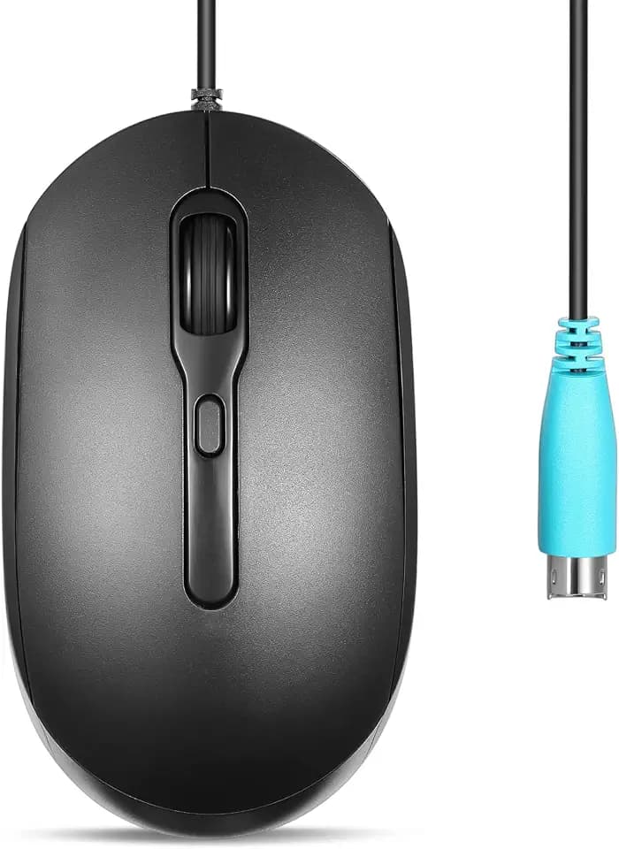 Perixx PERIMICE-222PB Wired PS/2 Optical Mouse - Long 5.9 Ft Cable - Optical 1200/1600/2000 DPI Design - Black