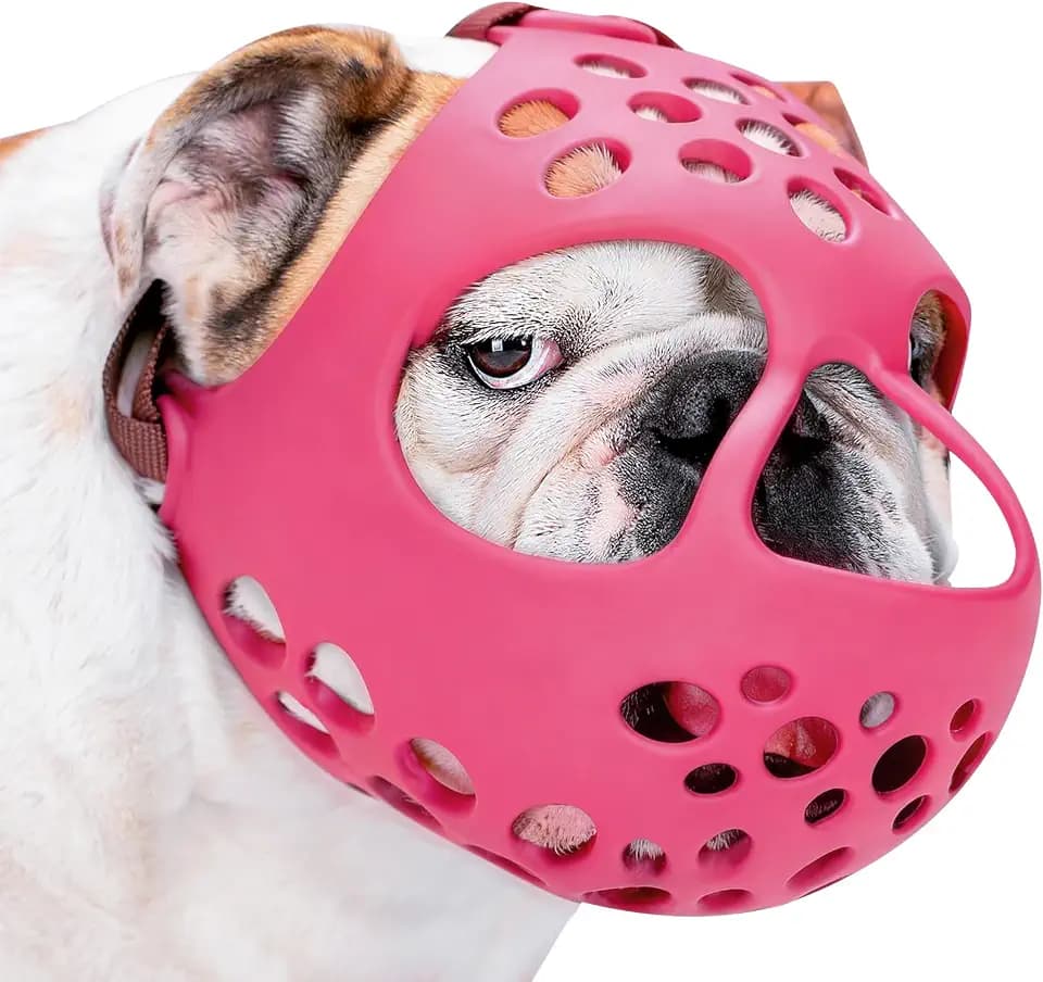 BARKLESS English Bulldog Muzzle, Soft Short Snout Dog Muzzle Stops Biting