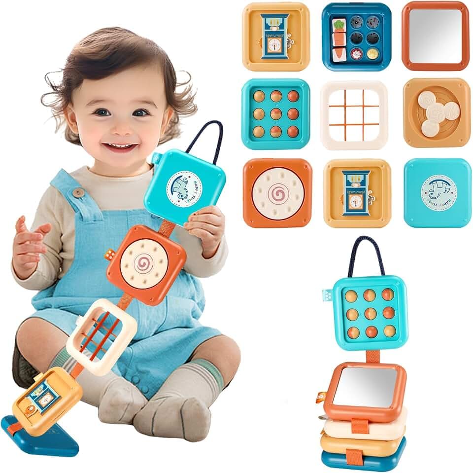 Quuylin Baby Flugzeug Montessori Reisespielzeug,8 In1 Busy Board ab 1 Jahr