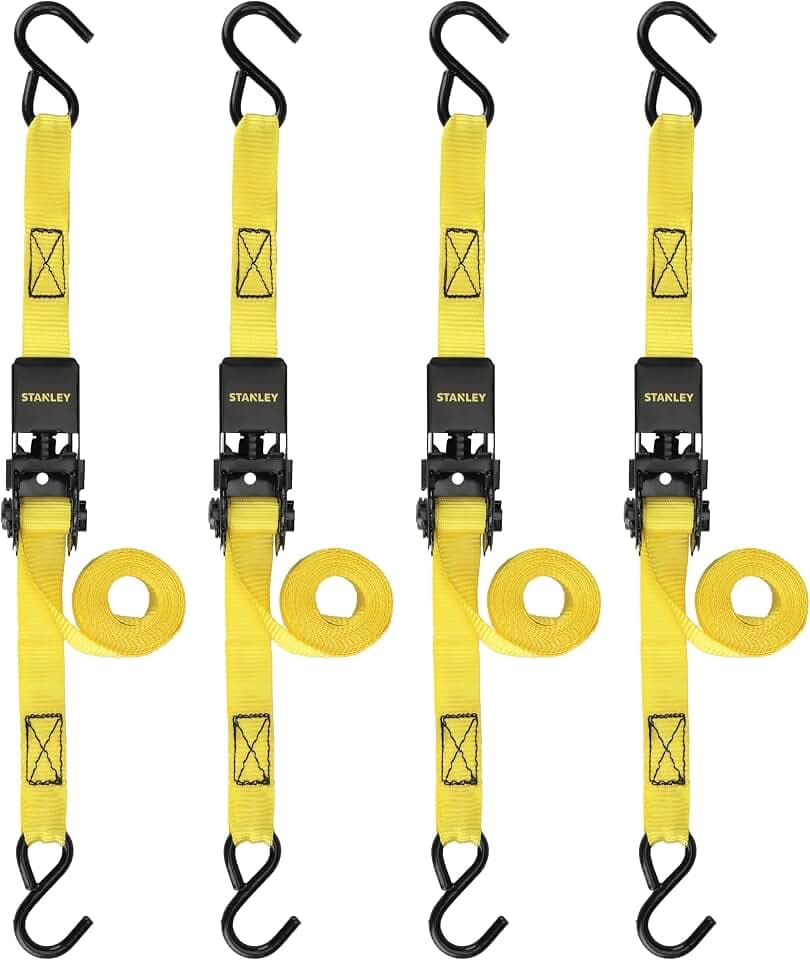 STANLEY 1" x 10' x 900 lbs Light-Duty Ratchet Straps, 4-Pack