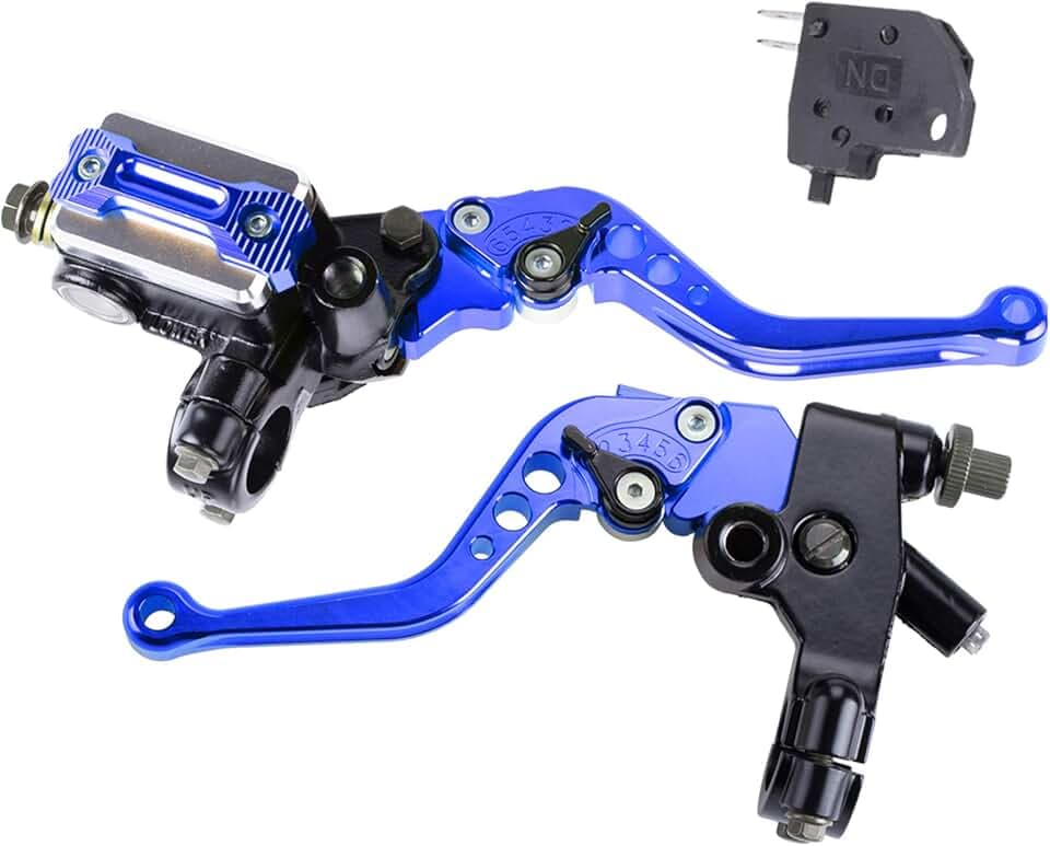 Universal Motorcycle 7/8" 22mm Handlebar Brake Master Cylinder Clutch Lever CNC Left & Right Set Compatible with Harley Honda Kawasaki Suzuki Yamaha（ Piston Diameter 12.7mm (Blue)