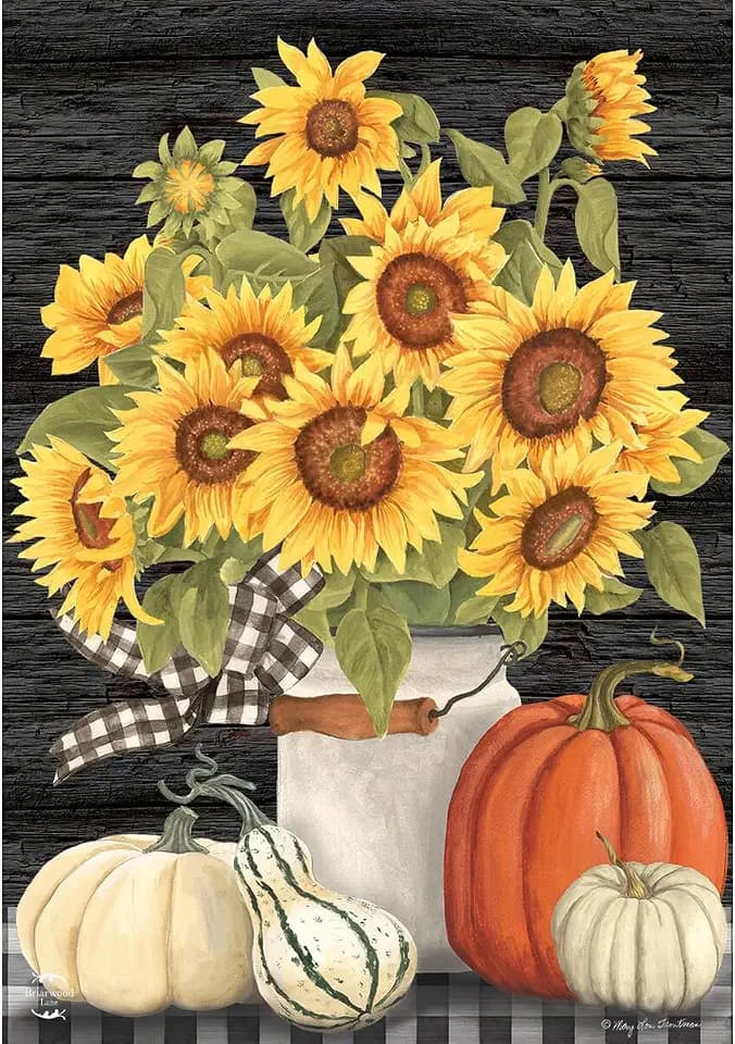 Briarwood Lane Fall House Flag 40x28 For Outdoor Fall's Glory Floral For Fall House Flag