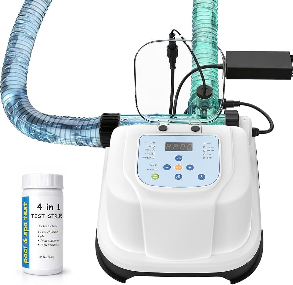 Salt Chlorine Generator - for Above Ground Pools up to 10,000 Gallons, Intelligent Saltwater Pool System with Auto Chlorine Calculation, Salt Level Detection & Smart Salt Addition Guidance