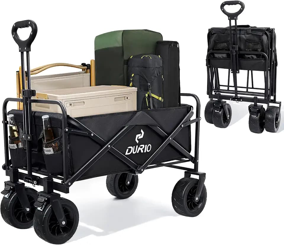 Century Star Faltbarer Bollerwagen mit Bremse - All Terrain Garten- und Strandwagen, 150 Liter Fassungsvermögen, 150 kg Tragkraft (Schwarz)