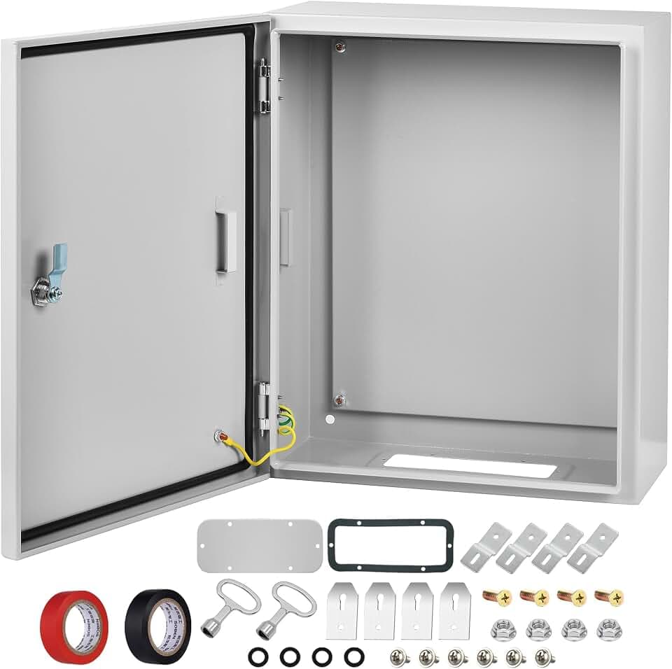 Steel Electrical Junction Box, 20 x 16 x 8 Waterproof & Dustproof Electrical Enclosure, Outdoor & Indoor Universal Project Box with Lock & Mounting Plate
