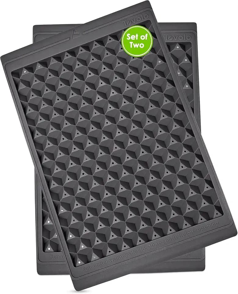 Tovolo Mini Ice Cube Tray Set with Twist and Release Mini Nugget Ice Cube Trays, BPA Free Silicone Mini Ice Tray with Storage Bin and Mini Scoop, Stackable Dishwasher Safe Mini Ice Cube Trays