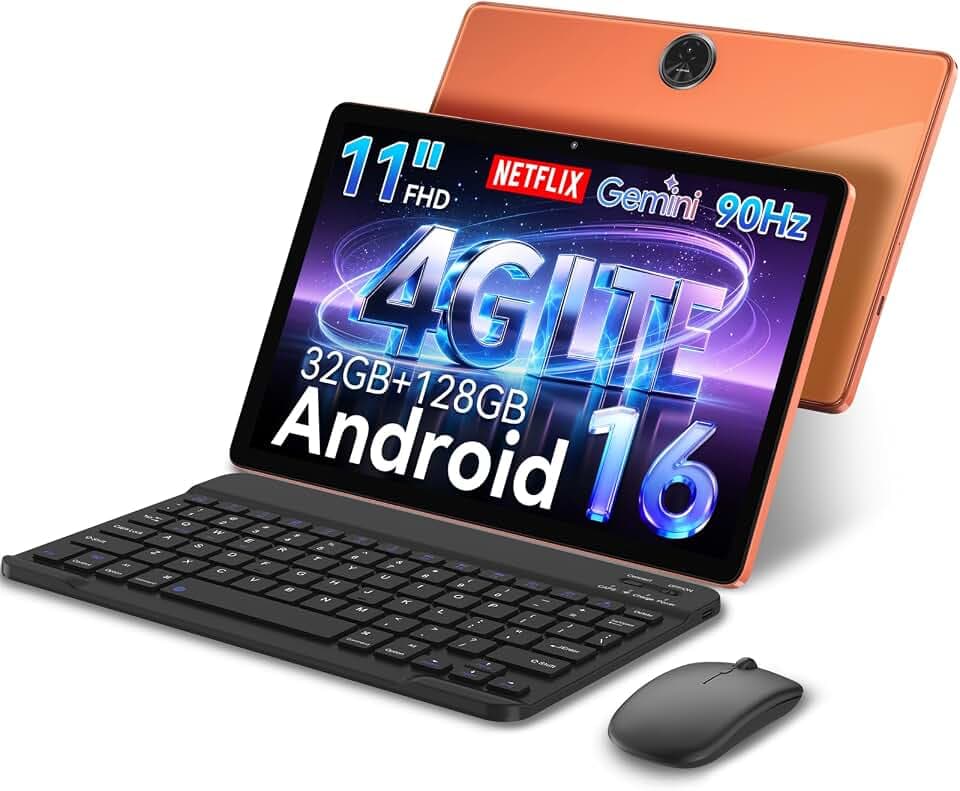 ZENO5 Android 16 Tablet 11 Zoll mit Tastatur, 4G LTE Dual SIM, 8300 mAh