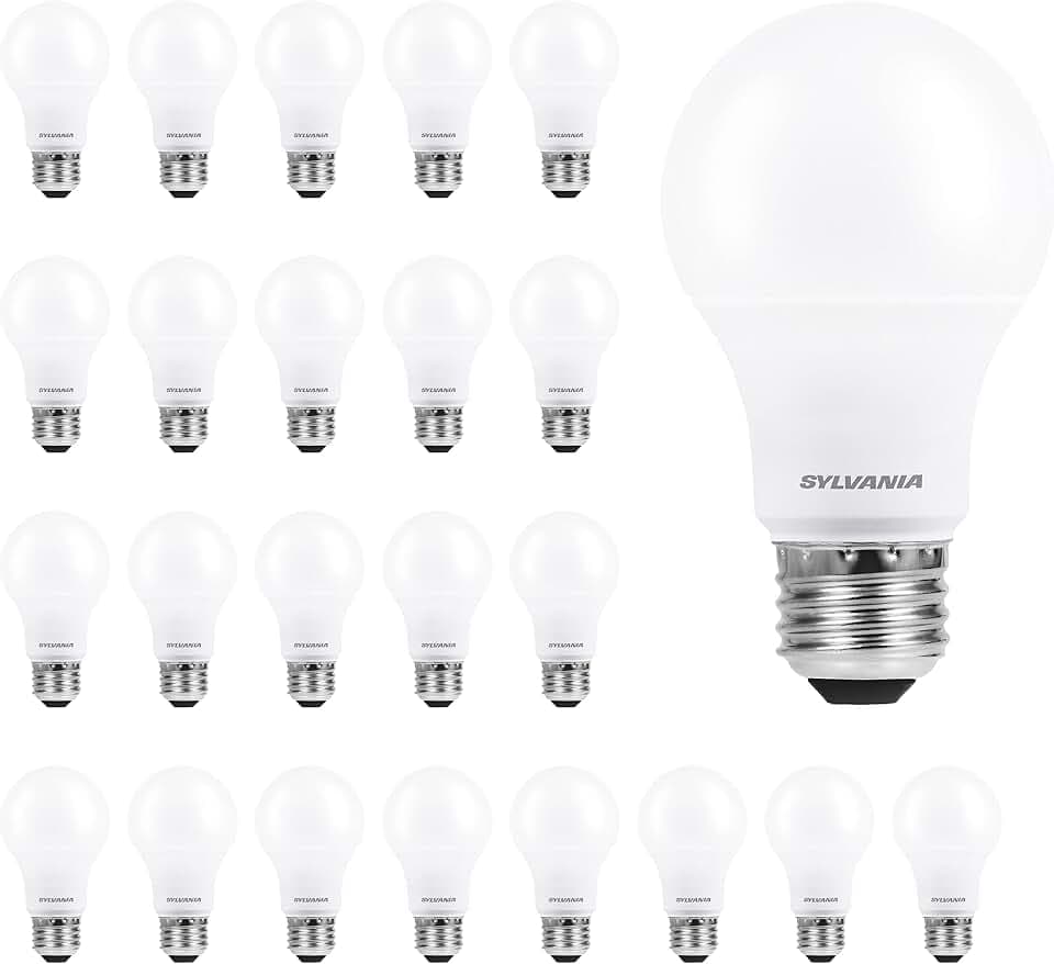 Sylvania ECO LED A19 Light Bulb, 60W Equivalent, Efficient 9W, 7 Year, 750 Lumens, Non-Dimmable, Frosted, 5000K Daylight - 24 Pack (40987)