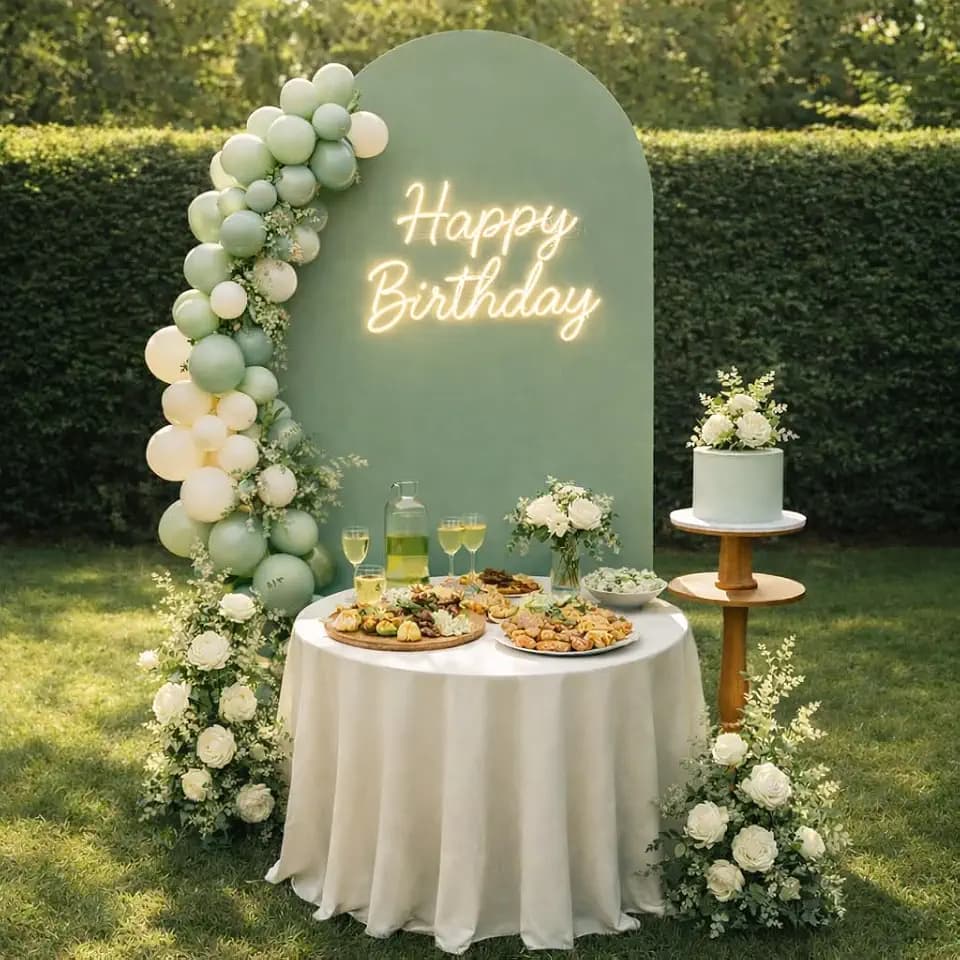 Wedding Arch Cover & Bridal Backdrop - 6.6FT Round Top Spandex Arch Stand Cover for Birthday, Baby Shower, Ceremony & Banquet Decor, Sage Green