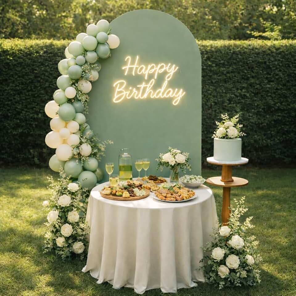 Wedding Arch Cover & Bridal Backdrop - 5FT Round Top Spandex Arch Stand Cover for Birthday, Baby Shower, Ceremony & Banquet Decor, Sage Green