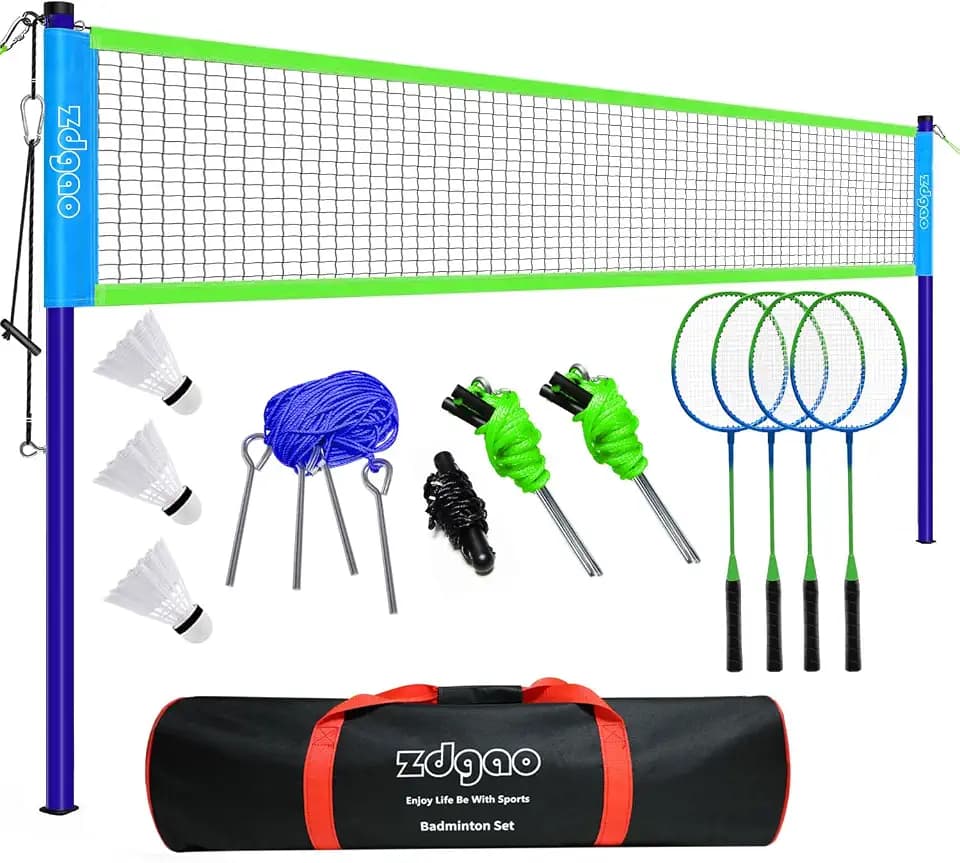 Zdgao Badminton Sets for Backyard - 20FT Net and Badminton Racket Set of 4