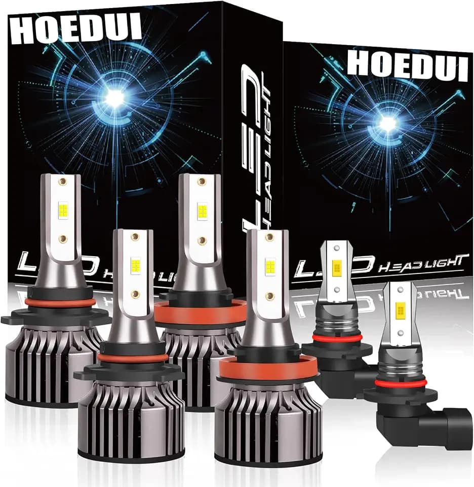 Compatible For DODGE RAM 1500 2500 3500 (2009-2018) Light Bulbs,9005 High Beam H11 Low Beam 9145 Fog Lights,500% Brighter 6000K Cool White, Plug-N-Play,IP68,Powersports Headlight Bulbs,6-Pack