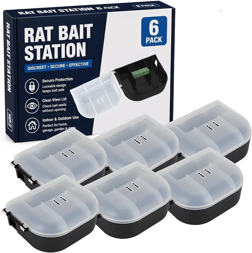 6 Pack Mouse Bait Station Tamper-Resistant Rodent Trap Box
