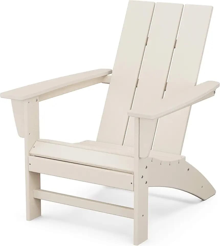 POLYWOOD Modern Adirondack Chair – All-Weather Outdoor Lawn Adirondack Chairs – HDPE, Fade-Resistant & Durable Outdoor Furniture – For Patio, Deck & Fire Pit Chairs – Sand