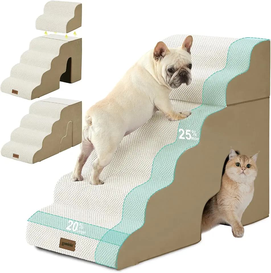 ZOMISIA Dog Ramp for High Beds with Tunnel, 29" H 6 Steps for Large Dog