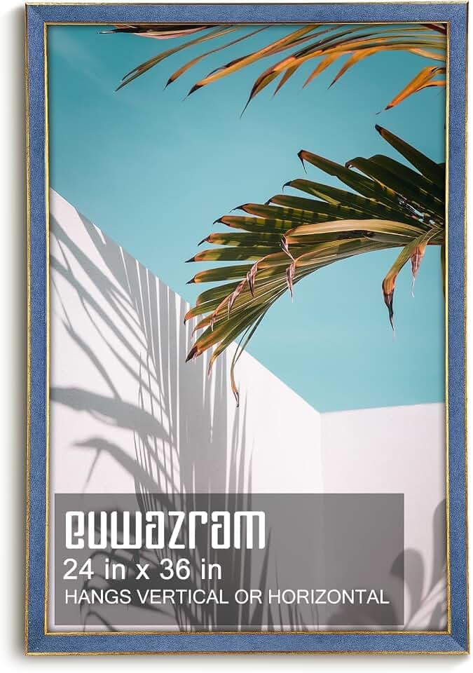 Suede 24x36 Frame - Single Frame, Christmas Elegant Sky Blue 24 x 36 Poster Frame, 24x36 Picture Frame for Artwork Puzzles Photos and Movie Posters